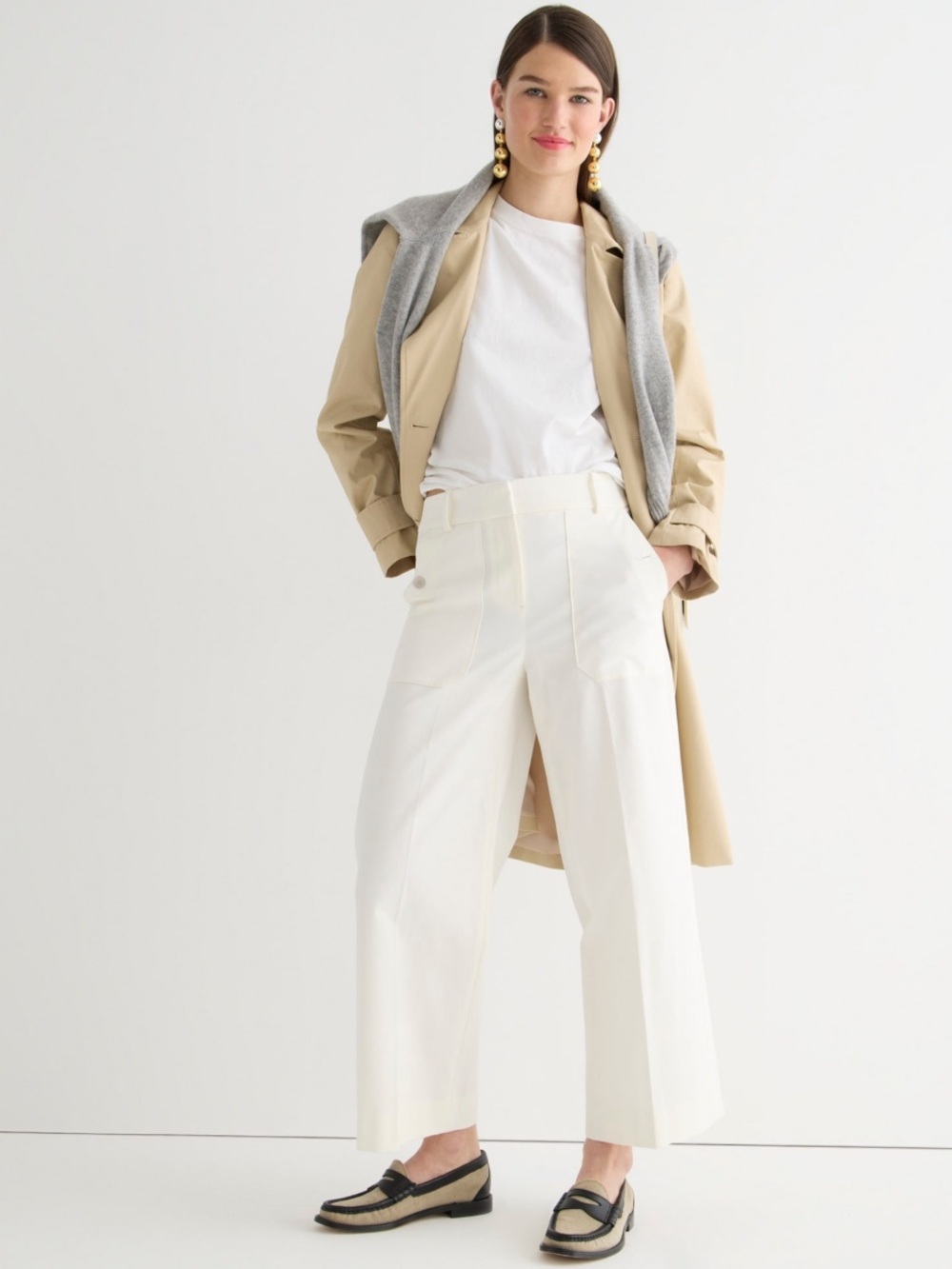 J. Crew Sydney wide-leg pant in bi-stretch cotton blend
